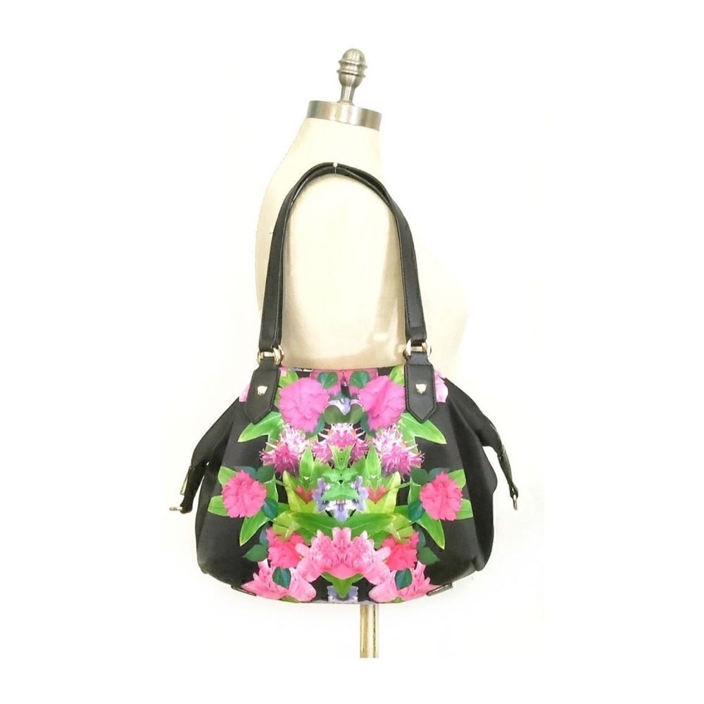 GIANNI BINI SILK FLORAL PRINT SATCHEL HANDBAG SHOULDER BAG FOR DILLARDS